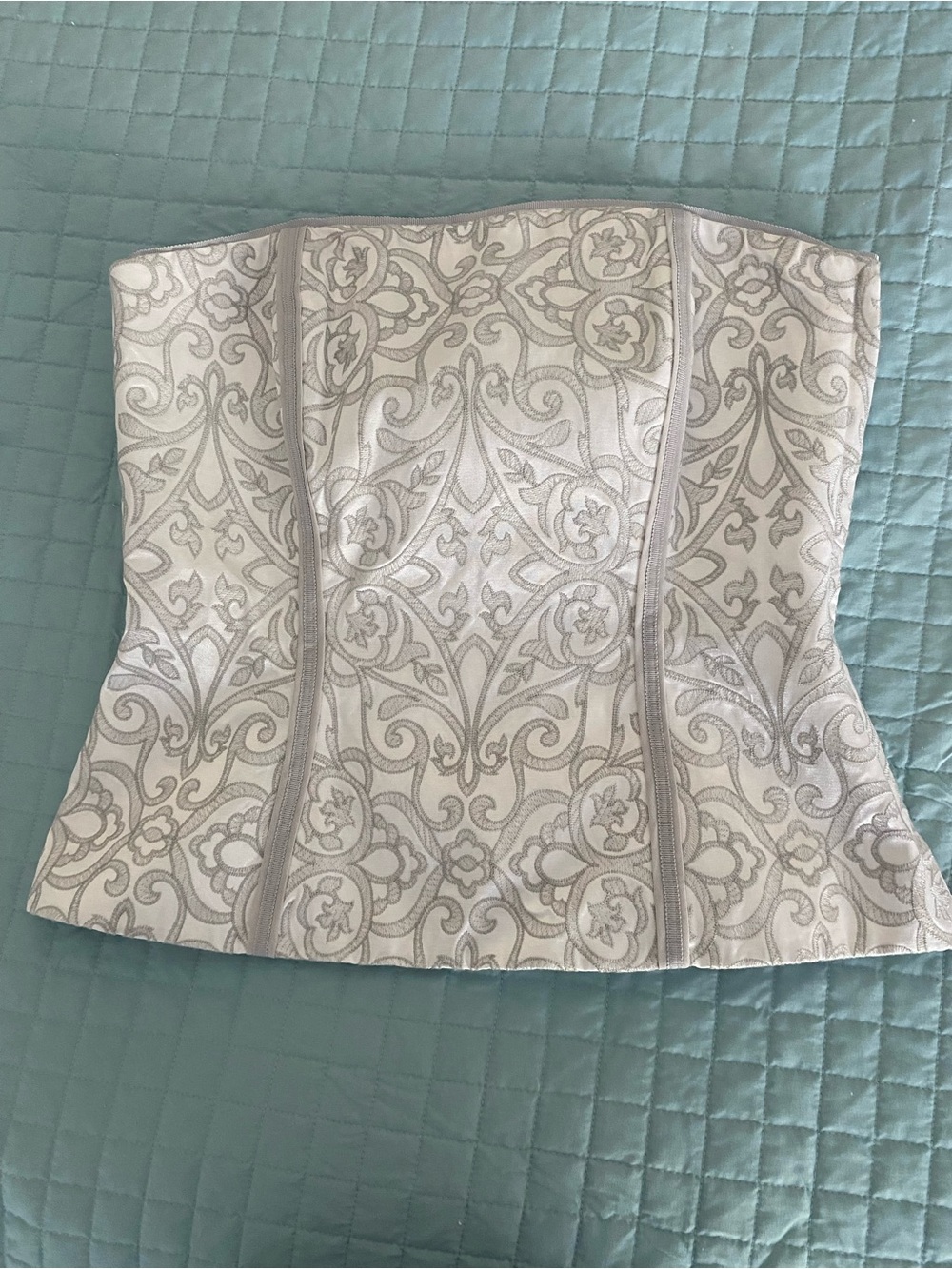 WHBM Strapless Bustier Top - Ivory Silver